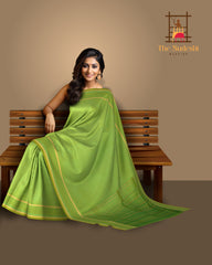 Lime Green Kanchipuram Pure Zari and Handloom Saree with Lime Green Border