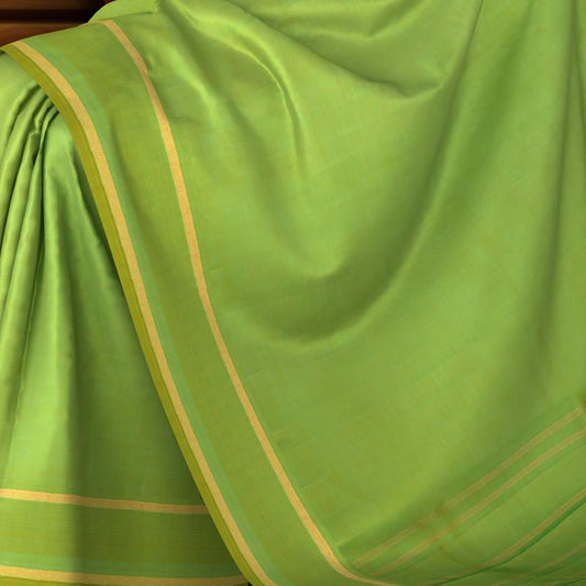 Lime Green Kanchipuram Pure Zari and Handloom Saree with Lime Green Border