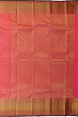 Candy Pink Kanchipuram Silk Saree with Rudraksham Jackard on the body with Self Green piping border and Pink Mayilkan geetti pallu