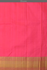 Candy Pink Kanchipuram Silk Saree with Rudraksham Jackard on the body with Self Green piping border and Pink Mayilkan geetti pallu