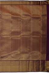 Copper Sulphate Blue Kanchipuram Silk Saree with Floral Jackard on the body with Wine Purple contrast border and Wine Purple Grand Pallu with mango design pallu