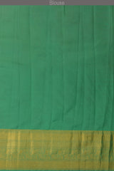 Mouve with red and purple flowers Kanchipuram Silk Saree with Floral digital Plain on the body with Sea Green contrast border and Sea Green pallu with diagonal lines and floral motif pallu