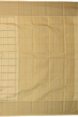 Off White Kanchipuram Silk Saree with Zari Checks on the body with Off White self border and off white grand pallu with diagonal lines. Intricatetly designed with mangoes, rudraksham and Aramadam