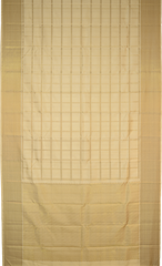 Off White Kanchipuram Silk Saree with Zari Checks on the body with Off White self border and off white grand pallu with diagonal lines. Intricatetly designed with mangoes, rudraksham and Aramadam