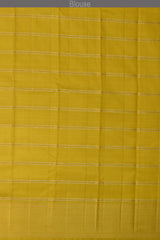 Off White Kanchipuram Silk Saree with Zari Checks on the body with Off White self border and off white grand pallu with diagonal lines. Intricatetly designed with mangoes, rudraksham and Aramadam