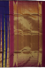 Violet Kanchipuram Silk Saree with Long temple border on the body with Violet self border and Wine Purple 8 Kol grand tissue pallu with seepu raku