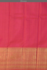 Navy Blue Kanchipuram Silk Saree with Checks Check - Silver and Gold body with Annapakshi Contrast border and Pink grand Pallu with peacock motif. Tissue Pallu