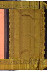 Lotus Pink Kanchipuram Silk Saree with Jackard Butta body with Annam Contrast border and Brown Floral motif with diagal pattern. Gatti Zari Pallu