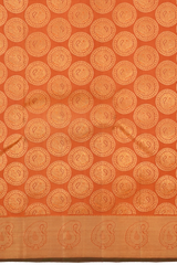 Saffron Orange Kanchipuram Silk Saree with Jackard Round Annam body with Mango Self border and Saffron Orange Grand diamond design with Kamalam motif Pallu