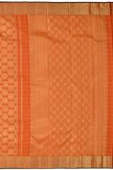 Saffron Orange Kanchipuram Silk Saree with Jackard Round Annam body with Mango Self border and Saffron Orange Grand diamond design with Kamalam motif Pallu