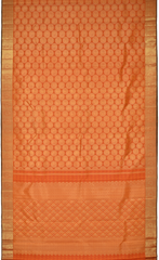 Saffron Orange Kanchipuram Silk Saree with Jackard Round Annam body with Mango Self border and Saffron Orange Grand diamond design with Kamalam motif Pallu
