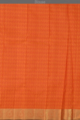 Saffron Orange Kanchipuram Silk Saree with Jackard Round Annam body with Mango Self border and Saffron Orange Grand diamond design with Kamalam motif Pallu