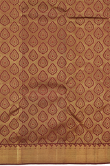 Maroon Kanchipuram Silk Saree with Jackard Jackard - Tear body with Mango Bavanchi Self border and Grand Maroon Pallu with Embossed Flower Motif with Basket Weave Pattern