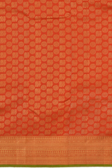 Chilli Red Kanchipuram Silk Saree with Plain Annapakshi and Rudraksham body with Smal line design Contrast border and Red Pallu with rudraksham, mango, intricately designs