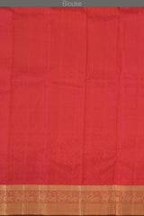 Coral Pink Kanchipuram Silk Saree with Jackard body with Lotus and bavanshi Self border and Tissue with floral embossed design Pallu