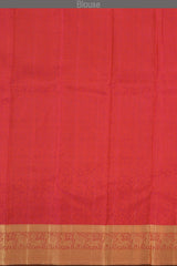 Saffron Orange Kanchipuram Silk Saree with Jackard Small leaf body with Elephant and Yaali Contrast border and Pink Pallu with Simha/ Singam Motif with intricate zig zag pattern