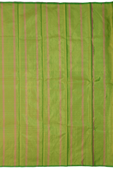 Pink Kanchipuram Silk Saree with Tissue Plain Tissue body with Plain Self border and Green Tissue Pallu with Pink Lines