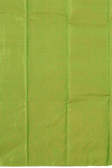 Parrot Green Kanchipuram Silk Saree with Tissue Plain Tissue body with Plain Self border and Red Tissue Pallu with lines