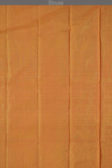 Parrot Green Kanchipuram Silk Saree with Tissue Plain Tissue body with Plain Self border and Red Tissue Pallu with lines