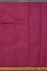 Orange Kanchipuram Silk Saree with Diamond with Mango on the body with Purple contrast border and Seet Mundhi with gatti zari