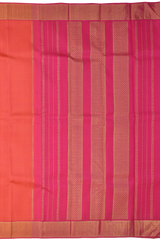 Orange and Pink Kanchipuram Silk Saree with Podi Kattam on the body with Pink contrast border and Pink pallu with mayil kan border with seer mundhi