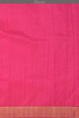 Orange and Pink Kanchipuram Silk Saree with Podi Kattam on the body with Pink contrast border and Pink pallu with mayil kan border with seer mundhi