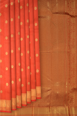 Checkered Radiance in Red with Self Borders Pure Silk Saree