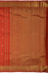 Checkered Radiance in Red with Self Borders Pure Silk Saree