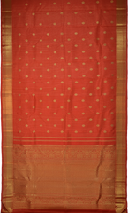 Checkered Radiance in Red with Self Borders Pure Silk Saree