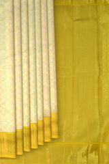 Off White Splendor with Mustard Yellow Contrast Pure Silk Saree