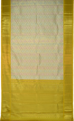 Off White Splendor with Mustard Yellow Contrast Pure Silk Saree