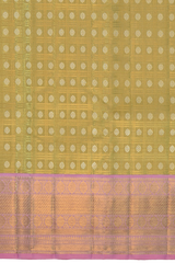 Golden Elegance with Lilac Contrast Pure Silk Saree