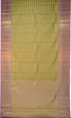 Golden Elegance with Lilac Contrast Pure Silk Saree