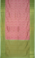 Lotus Pink and Pista Green Contrast Pure Silk Saree with Jacquard Weave