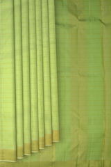 Pista Green Checks Pure Silk Saree with Self Design