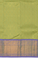 Lime Green Kanchipuram jacquard Silk Saree with embossed diamond design on the body with lavender contrast border and pallu