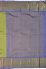 Lime Green Kanchipuram jacquard Silk Saree with embossed diamond design on the body with lavender contrast border and pallu