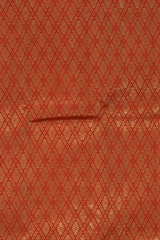 Red Kanchipuram Silk Saree with jacquard diamond design & kamalam motif on the body with self border and kuyil kan, benarspet with varisapet in pallu