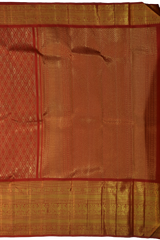 Red Kanchipuram Silk Saree with jacquard diamond design & kamalam motif on the body with self border and kuyil kan, benarspet with varisapet in pallu