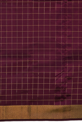Wine Kanchipuram Silk Saree with checks design on the body with self mayil kann border and pallu - Wine Whisperer