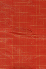 Red Kanchipuram Silk Saree with checks and tissue designs on the body with self medium checks mayil kann border and pallu