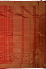 Red Kanchipuram Silk Saree with checks and tissue designs on the body with self medium checks mayil kann border and pallu