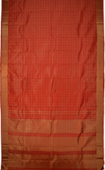 Red Kanchipuram Silk Saree with checks and tissue designs on the body with self medium checks mayil kann border and pallu