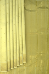 Cardamom Light Green Kanchipuram Silk Saree with small round butta design on the body with self unique block checks border and grand pallu with kuyil kan and retta kili (2 parrots) designs