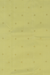 Cardamom Light Green Kanchipuram Silk Saree with small round butta design on the body with self unique block checks border and grand pallu with kuyil kan and retta kili (2 parrots) designs