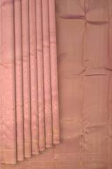 Light Blush Pink Kanchipuram Silk Saree with jacquard and rudraksha inside diamond designs on the body with self floral, intricately designed border and floral design with diamond motif designs in pallu