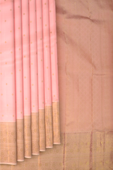 Lotus Pink Kanchipuram Silk Saree with small butta design on the body with intricately designed floral self border and annam, diamond & varisapet designs in pallu