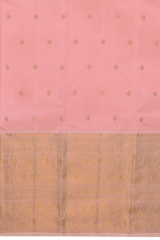 Lotus Pink Kanchipuram Silk Saree with small butta design on the body with intricately designed floral self border and annam, diamond & varisapet designs in pallu