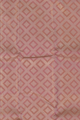 Baby Pink Kanchipuram jacquard Silk Saree with embossed and brocade designs on the body with dark candy pink contrast border and rich grand intricately designed pallu