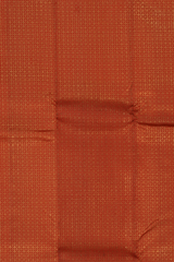 Red Kanchipuram Silk Saree with Checks, Brocade on the body with light grey contrast border and pallu featuring tear, motif, grand, intricately floral designed